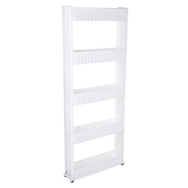 Lavish Home Lavish Home 82-5LSS Slim Slide Out 5 Tier Storage Tower with Wheels - White 82-5LSS